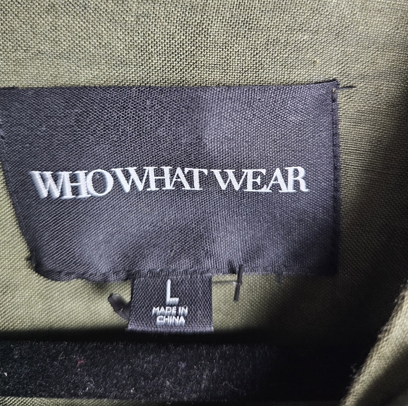 Who What Wear Womens Jacket Size L Olive Green Button Up Pockets Linen & Rayon - Picture 5 of 9